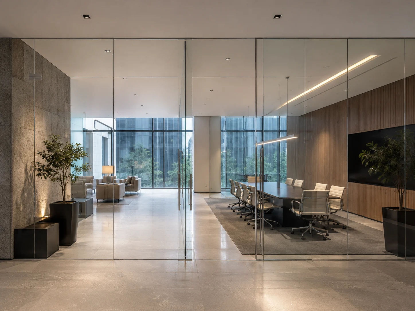 Butt-jointed fire-rated glass partition